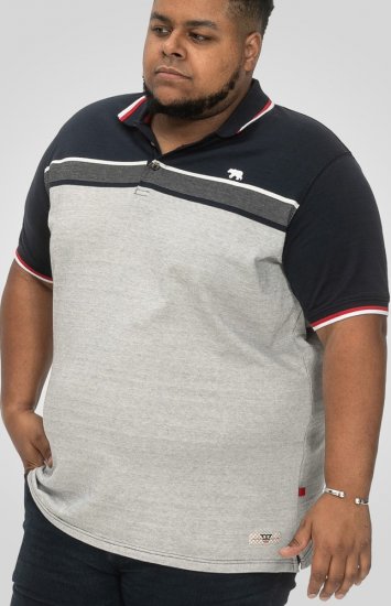 D555 Tipton Stripe Jacquard Short Sleeve Polo Navy - Polos - Polos homme grande taille