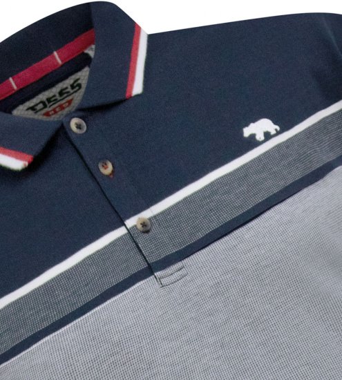 D555 Tipton Stripe Jacquard Short Sleeve Polo Navy - Polos - Polos homme grande taille