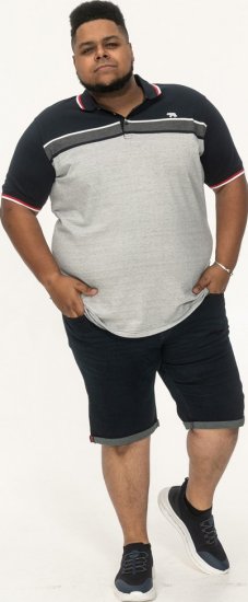 D555 Tipton Stripe Jacquard Short Sleeve Polo Navy - Polos - Polos homme grande taille