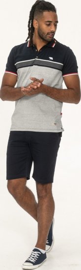 D555 Tipton Stripe Jacquard Short Sleeve Polo Navy - Polos - Polos homme grande taille