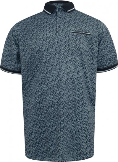 D555 Woolwich AOP Polo Shirt With Ribbed Collar Blue - Polos - Polos homme grande taille