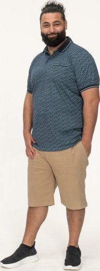 D555 Woolwich AOP Polo Shirt With Ribbed Collar Blue - Polos - Polos homme grande taille