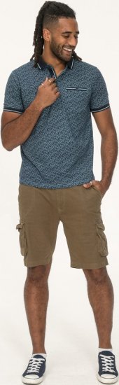 D555 Woolwich AOP Polo Shirt With Ribbed Collar Blue - Polos - Polos homme grande taille