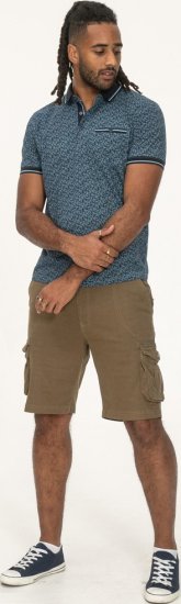 D555 Woolwich AOP Polo Shirt With Ribbed Collar Blue - Polos - Polos homme grande taille