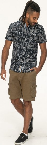 D555 Worthing Surf AOP Short Sleeve Button Down Collar Shirt Navy - Chemises - Chemises Grandes Tailles Hommes