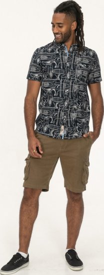 D555 Worthing Surf AOP Short Sleeve Button Down Collar Shirt Navy - Chemises - Chemises Grandes Tailles Hommes