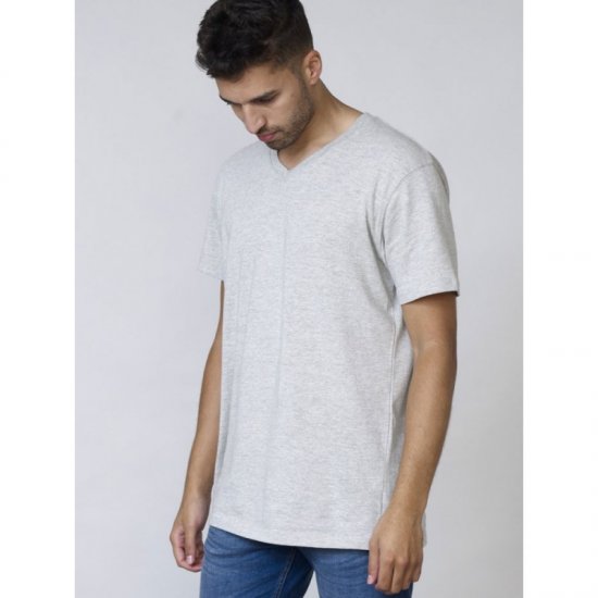 D555 Signature V-neck T-shirt Grey - T-shirts - T-shirts Homme Grande Taille
