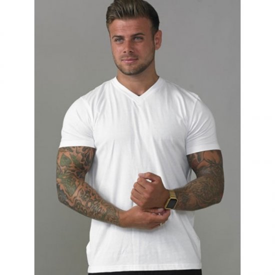 D555 Signature V-neck T-shirt White - T-shirts - T-shirts Homme Grande Taille