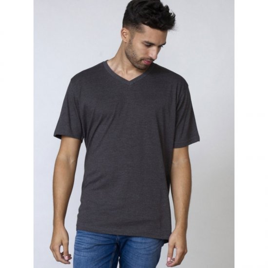 D555 Signature V-neck T-shirt Charcoal - T-shirts - T-shirts Homme Grande Taille