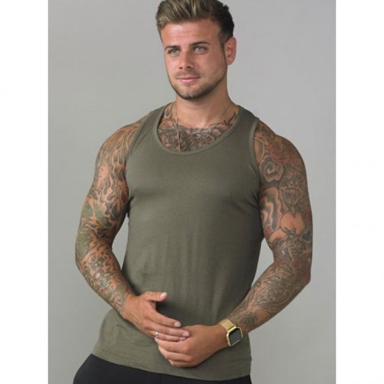 D555 Fabio Tanktop Khaki - T-shirts - T-shirts Homme Grande Taille