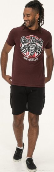 D555 Loughborough Official Gas Monkey Crew Neck T-Shirt Burgundy Black Twist - T-shirts - T-shirts Homme Grande Taille