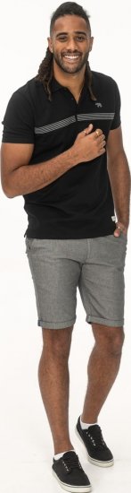 D555 Stafford Cut And Sew Embroidery Stripe Short Sleeve Polo Black - Polos - Polos homme grande taille