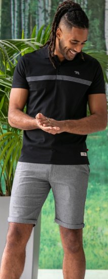 D555 Stafford Cut And Sew Embroidery Stripe Short Sleeve Polo Black - Polos - Polos homme grande taille