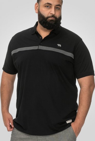 D555 Stafford Cut And Sew Embroidery Stripe Short Sleeve Polo Black - Polos - Polos homme grande taille
