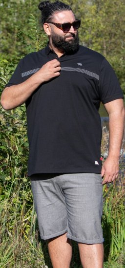 D555 Stafford Cut And Sew Embroidery Stripe Short Sleeve Polo Black - Polos - Polos homme grande taille