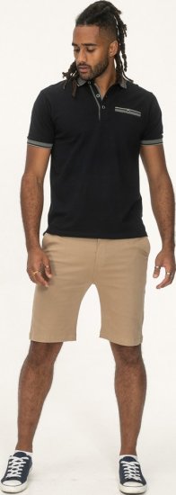 D555 Ilkeston Jacquard Collar & Cuff Short Sleeve Pique Polo Navy - Polos - Polos homme grande taille