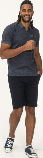 D555 Uttoxeter AOP Leaf Print Short Sleeve Polo Denim - Polos - Polos homme grande taille