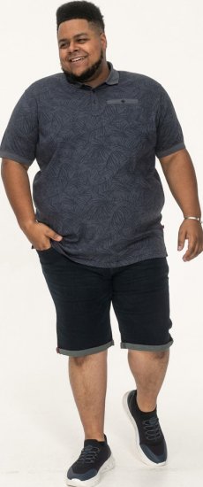 D555 Uttoxeter AOP Leaf Print Short Sleeve Polo Denim - Polos - Polos homme grande taille