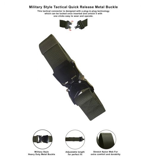 D555 Dale Tactical Stretch Webbing Belt with Heavy Duty Quick Release Buckle Khaki - Ceintures - Ceintures grandes tailles pour hommes