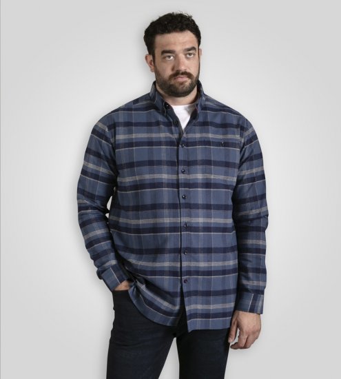 D555 Shrewsbury Long Sleeve with Chest Pocket Blue/Navy Check TALL SIZES - VÊTEMENTS HOMME MT-6XLT - Vêtements Tall Homme