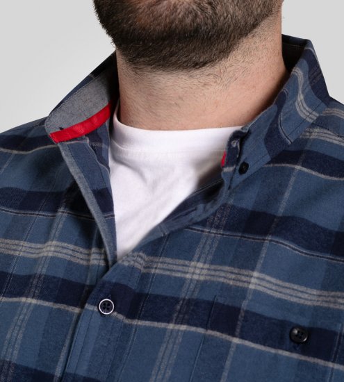 D555 Shrewsbury Long Sleeve with Chest Pocket Blue/Navy Check TALL SIZES - VÊTEMENTS HOMME MT-6XLT - Vêtements Tall Homme