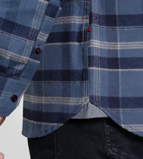 D555 Shrewsbury Long Sleeve with Chest Pocket Blue/Navy Check TALL SIZES - VÊTEMENTS HOMME MT-6XLT - Vêtements Tall Homme