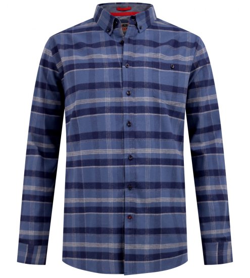 D555 Shrewsbury Long Sleeve with Chest Pocket Blue/Navy Check - Chemises - Chemises Grandes Tailles Hommes