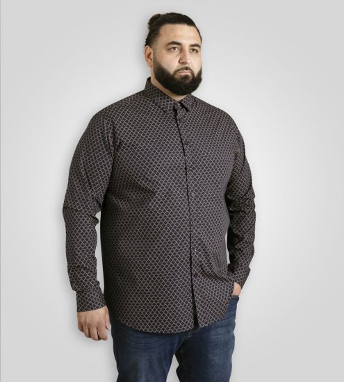 D555 Sheffield Long Sleeve AOP Micro Gold Shirt Navy - Chemises - Chemises Grandes Tailles Hommes