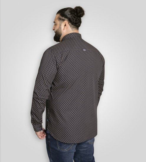 D555 Sheffield Long Sleeve AOP Micro Gold Shirt Navy - Chemises - Chemises Grandes Tailles Hommes