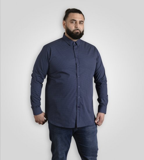 D555 Middlesbrough Long Sleeve AOP Micro Blue Shirt Navy - Chemises - Chemises Grandes Tailles Hommes