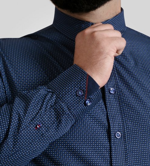D555 Middlesbrough Long Sleeve AOP Micro Blue Shirt Navy - Chemises - Chemises Grandes Tailles Hommes