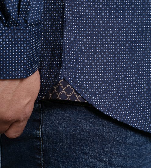 D555 Middlesbrough Long Sleeve AOP Micro Blue Shirt Navy - Chemises - Chemises Grandes Tailles Hommes