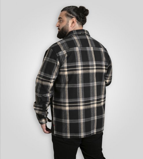 D555 Falkirk Long Sleeve Heavy Shacket Overshirt Black/Grey - Chemises - Chemises Grandes Tailles Hommes