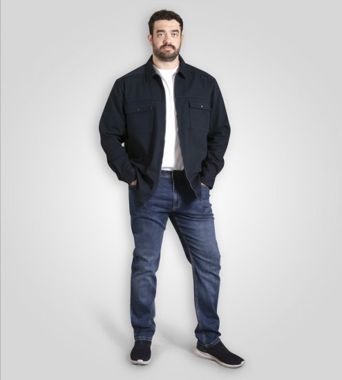 D555 Cleveley Long Sleeve Heavy Shacket Overshirt Navy - Chemises - Chemises Grandes Tailles Hommes