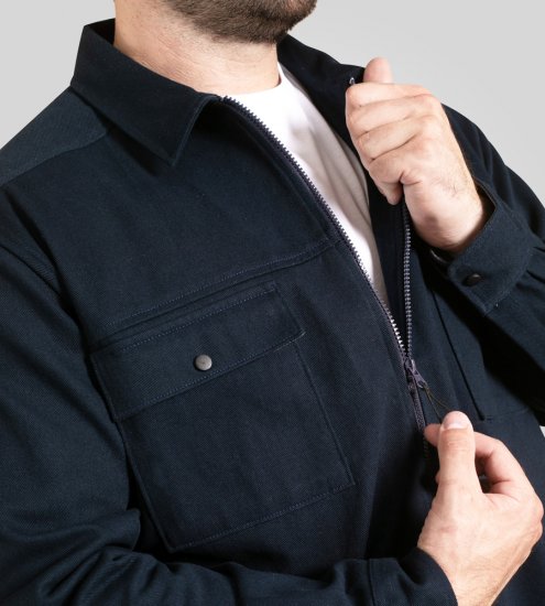 D555 Cleveley Long Sleeve Heavy Shacket Overshirt Navy - Chemises - Chemises Grandes Tailles Hommes