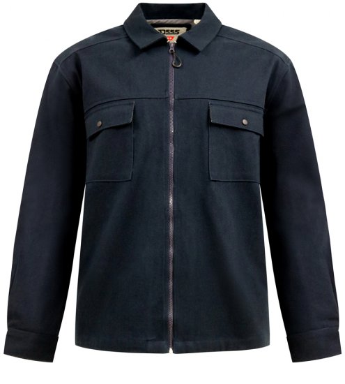 D555 Cleveley Long Sleeve Heavy Shacket Overshirt Navy - Chemises - Chemises Grandes Tailles Hommes