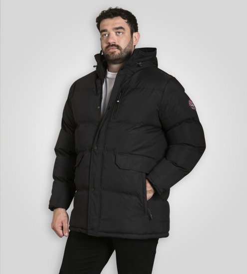 D555 Wolverhampton Quilted Padded Jacket with Hood Black - Vestes - Vestes Homme Grandes Tailles