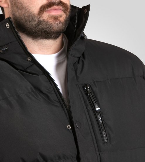 D555 Wolverhampton Quilted Padded Jacket with Hood Black - Vestes - Vestes Homme Grandes Tailles