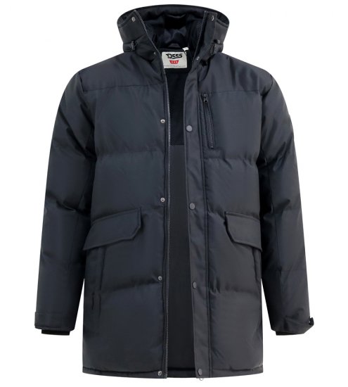 D555 Wolverhampton Quilted Padded Jacket with Hood Black - Vestes - Vestes Homme Grandes Tailles