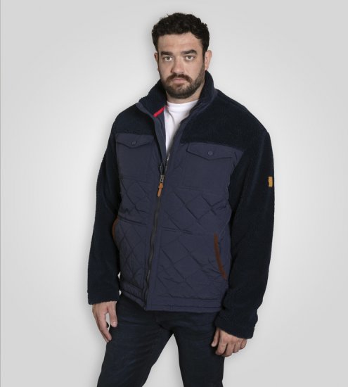 D555 Northampton Hybrid Sherpa Quilted Micro Fleece Jacket Navy - Vestes - Vestes Homme Grandes Tailles