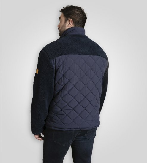 D555 Northampton Hybrid Sherpa Quilted Micro Fleece Jacket Navy - Vestes - Vestes Homme Grandes Tailles