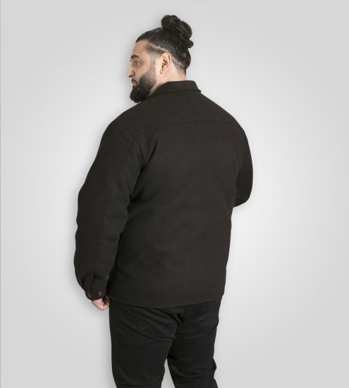 D555 Epsom Harrington Jacket with Zip Through Collared Melton Black - Vestes - Vestes Homme Grandes Tailles