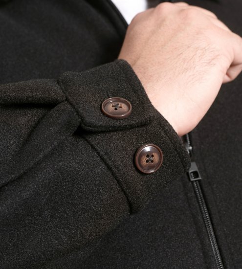 D555 Epsom Harrington Jacket with Zip Through Collared Melton Black - Vestes - Vestes Homme Grandes Tailles