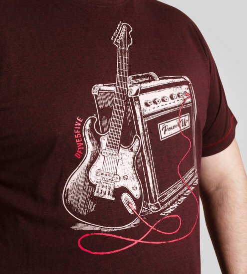 D555 Barnsley Guitar and Amp Crew Neck T-Shirt Burgundy - T-shirts - T-shirts Homme Grande Taille