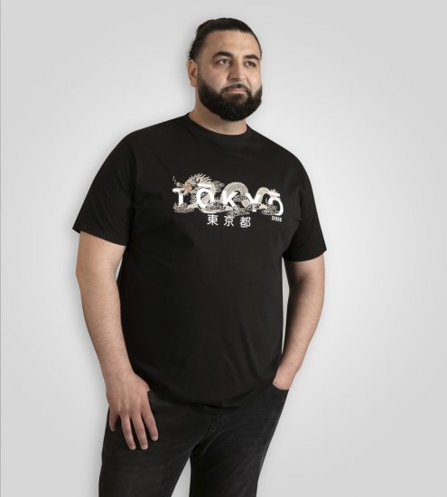 D555 Ginza Tokyo with Dragon Crew Neck T-shirt Black - T-shirts - T-shirts Homme Grande Taille
