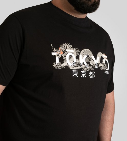 D555 Ginza Tokyo with Dragon Crew Neck T-shirt Black - T-shirts - T-shirts Homme Grande Taille
