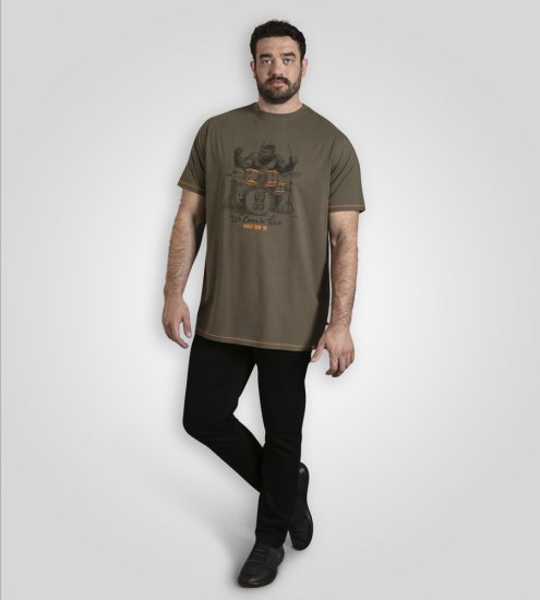 D555 Stockton Gorilla Playing Drums Crew Neck T-Shirt Khaki - T-shirts - T-shirts Homme Grande Taille