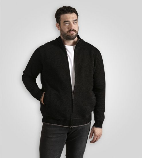 D555 Enrique Gilet En Chenille Tricotée Avec Zip Noir - Sweatshirts & hoodies - Sweatshirts/Hoodies grande taille homme