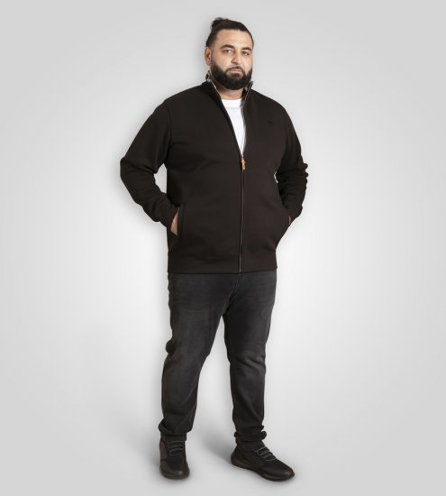 D555 Johnson Fleece Zip Through Sweatshirt with Chest Embroidery - Sweatshirts & hoodies - Sweatshirts/Hoodies grande taille homme