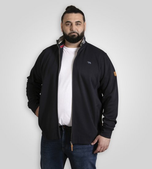 D555 Johnson Zip Through Fleece Sweatshirt with Chest Embroidery Navy - Sweatshirts & hoodies - Sweatshirts/Hoodies grande taille homme